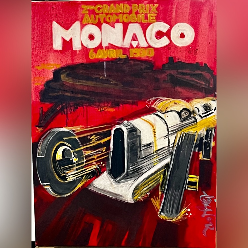 18x24 Monaco car aficionados painting